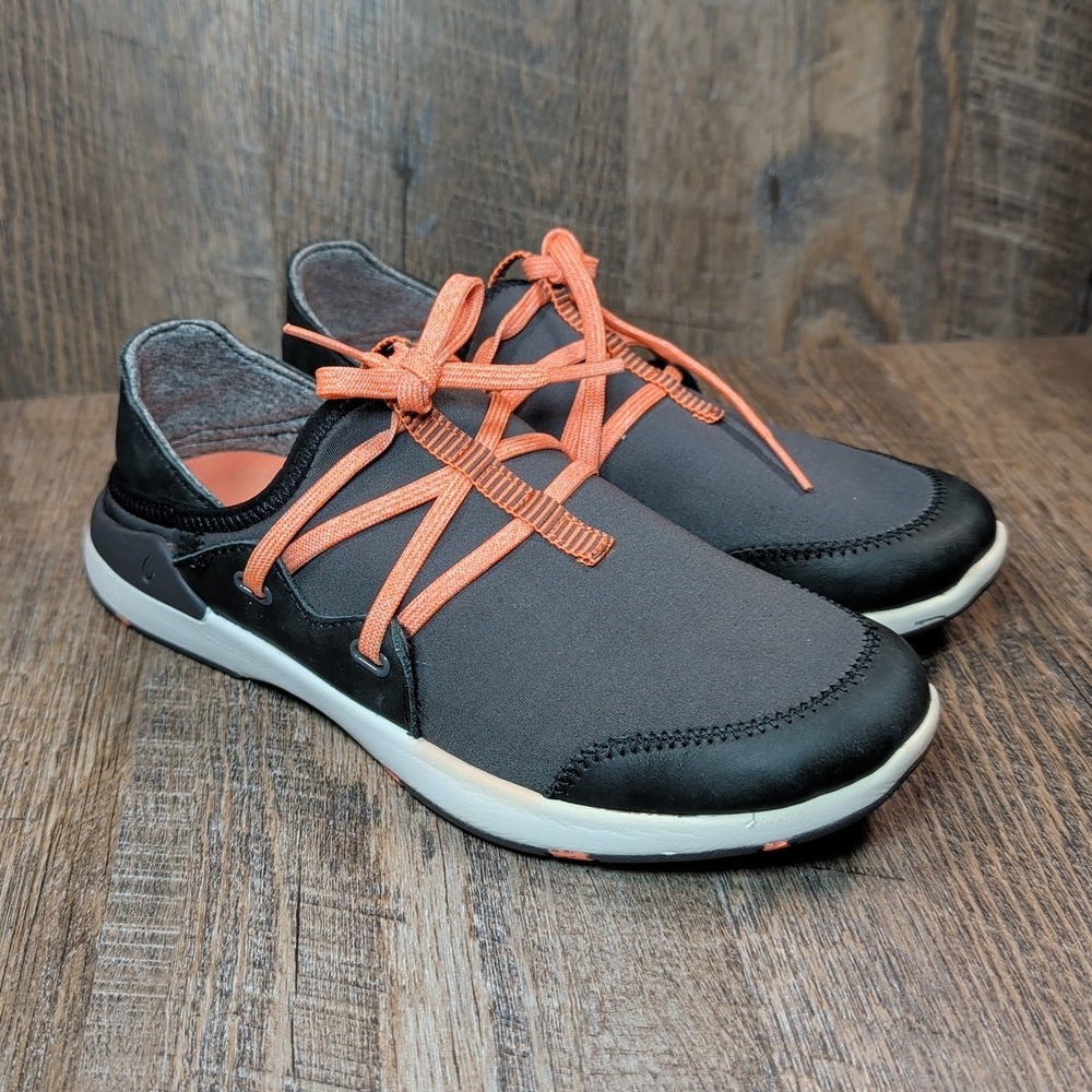 Olukai Miki Li Women's Slip On Sneakers Size 7 Grey Black Casual Comfort Shoes